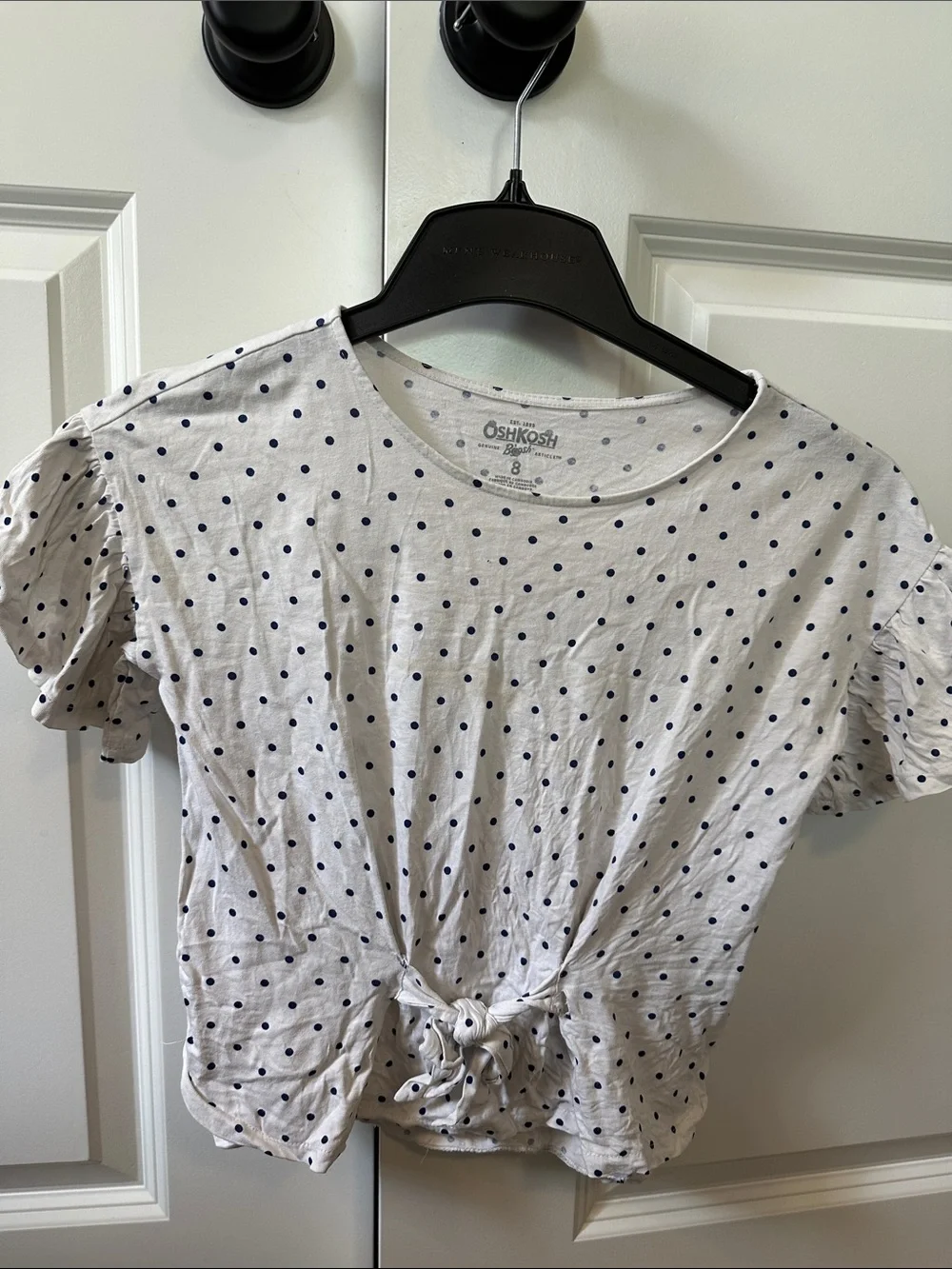 OshKosh B'gosh White Polka Dot Tie-Front Crop Top